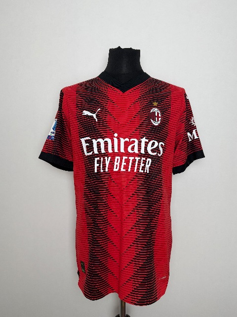 AC Milan 2023/24 Serie A Match Worn Shirt — Fikayo Tomori, with COA, Size L — back nameset